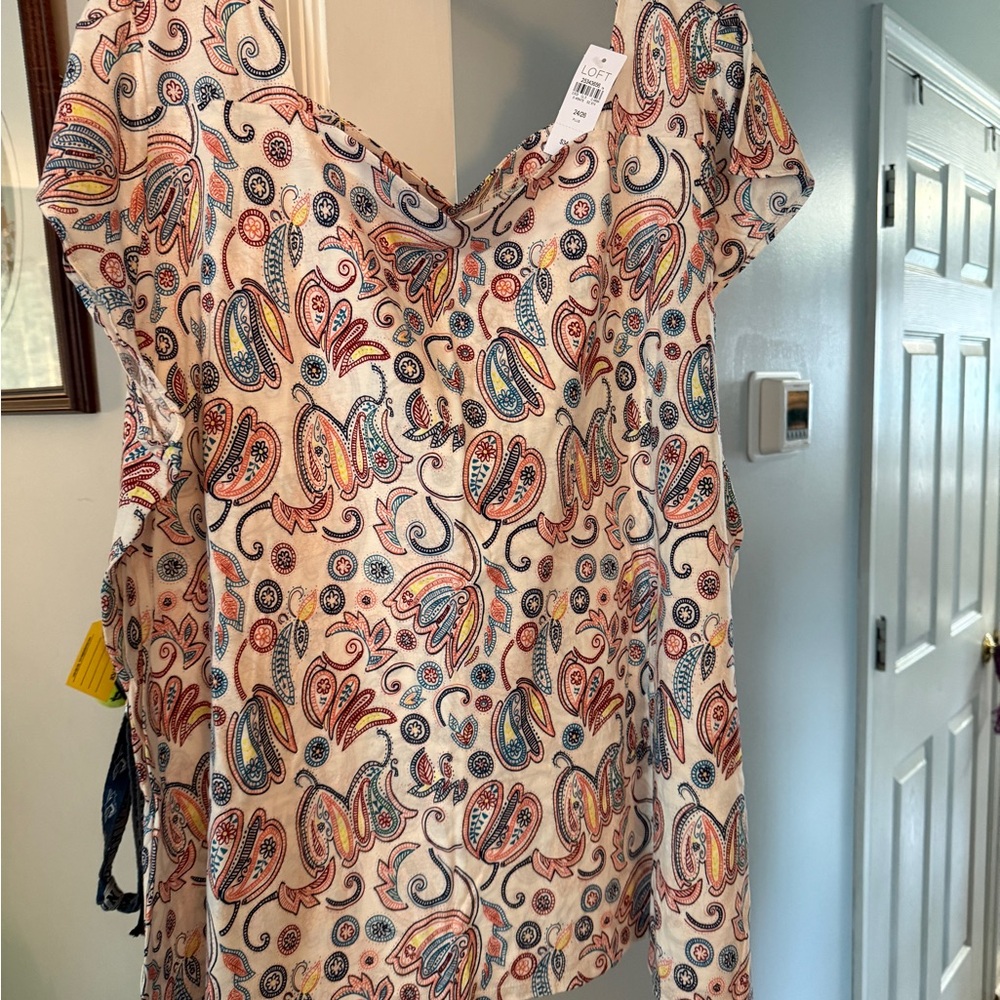 LOFT Multicolor Paisley Square Neck Top Plus Size 24/26 - Picture 4 of 4
